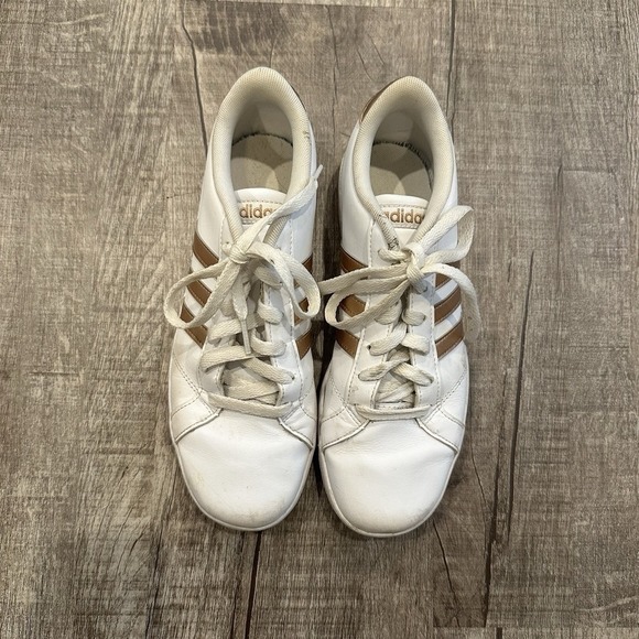 Adidas Baseline AQ0783 White Copper Sneakers Size 6 Big Kids‎ Lace Up Metallic - Picture 2 of 10